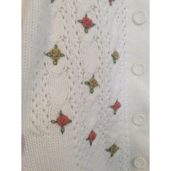 Vintage Bara Granny Core Cream Sweater Cardigan with 3D roses Size 36 XS?? - Picture 5 of 7